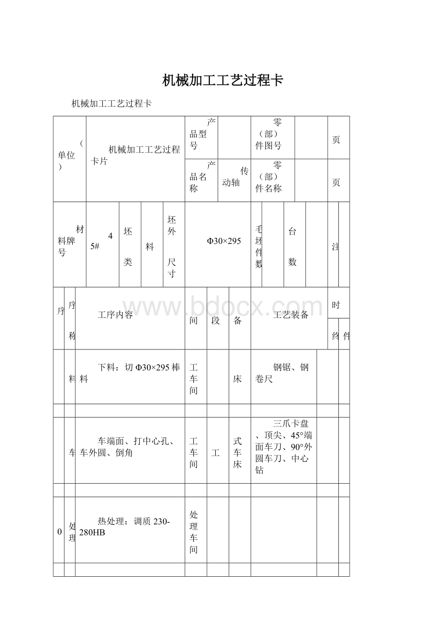 机械加工工艺过程卡Word文档下载推荐.docx_第1页