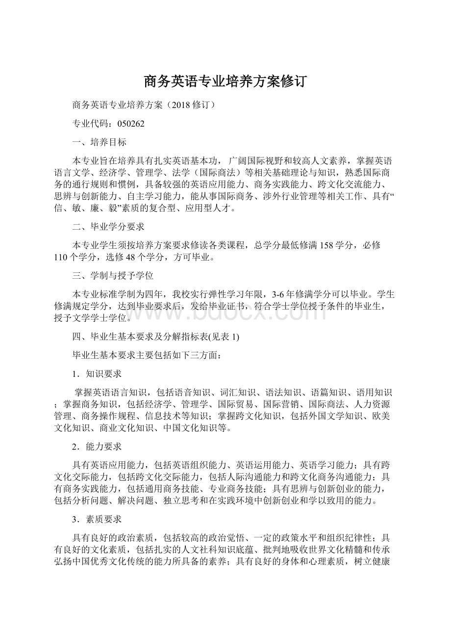 商务英语专业培养方案修订.docx_第1页