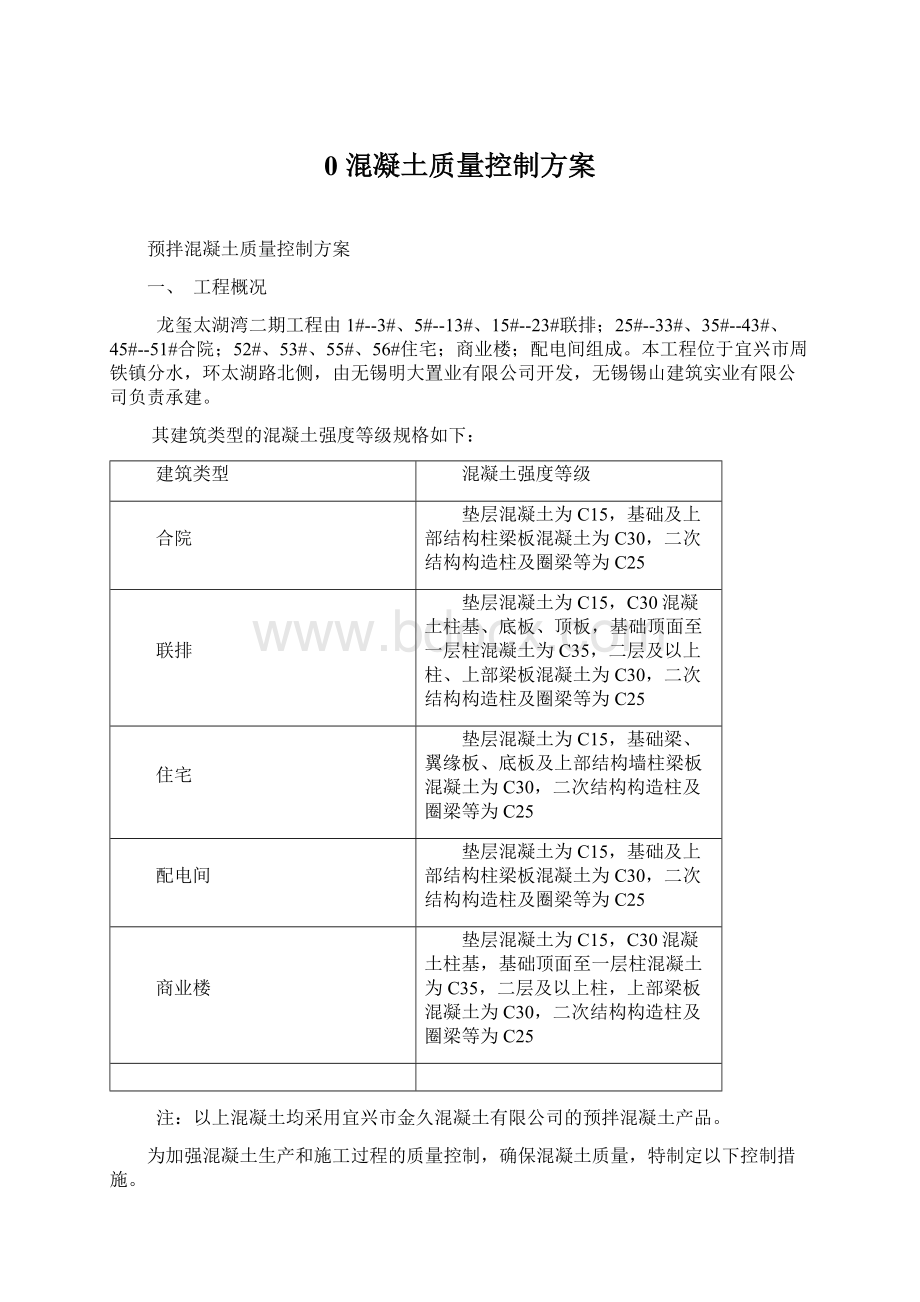 0 混凝土质量控制方案.docx_第1页