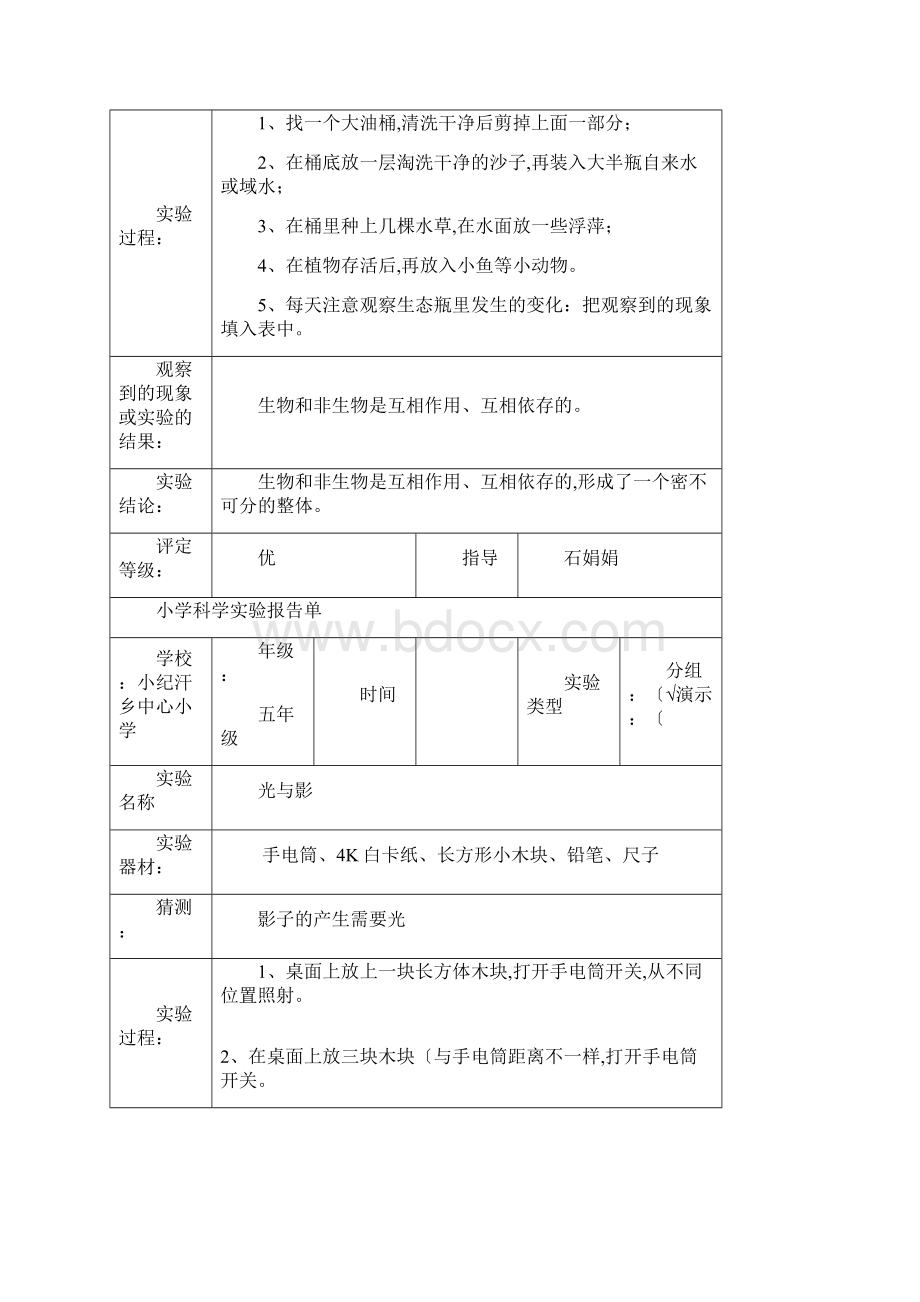 小学五年级科学实验报告单.docx_第3页