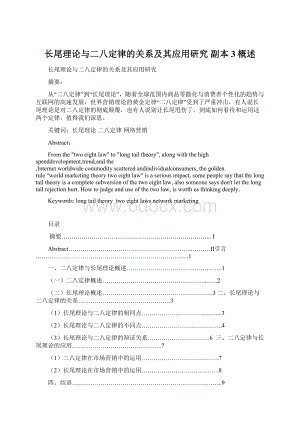 长尾理论与二八定律的关系及其应用研究副本 3概述Word文档下载推荐.docx