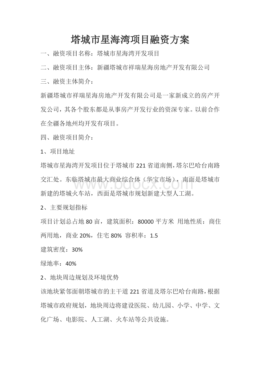 项目融资计划书.docx_第1页