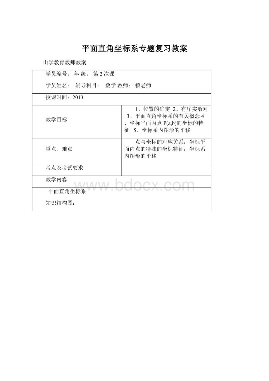 平面直角坐标系专题复习教案Word格式.docx_第1页