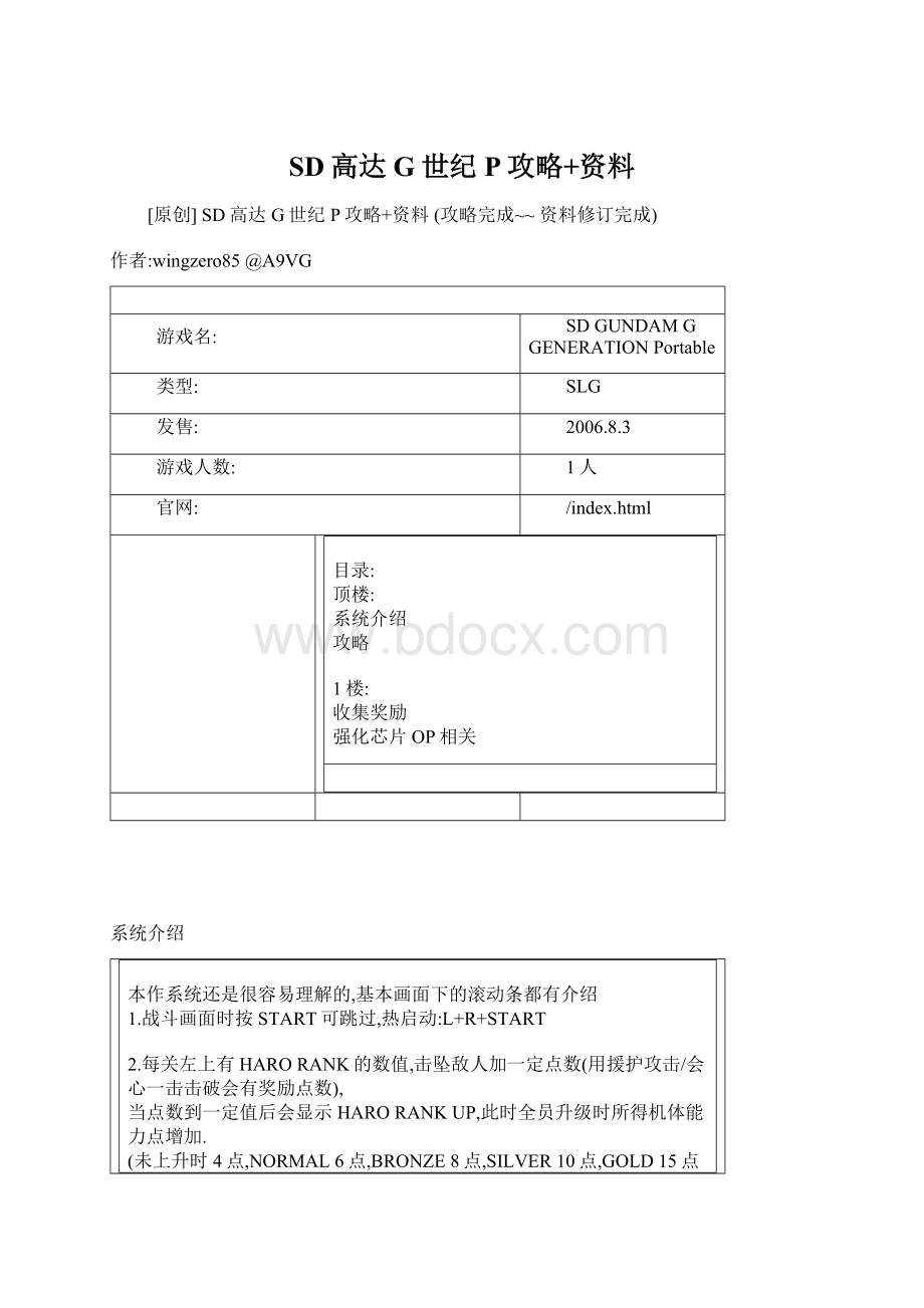 SD高达G世纪P攻略+资料.docx