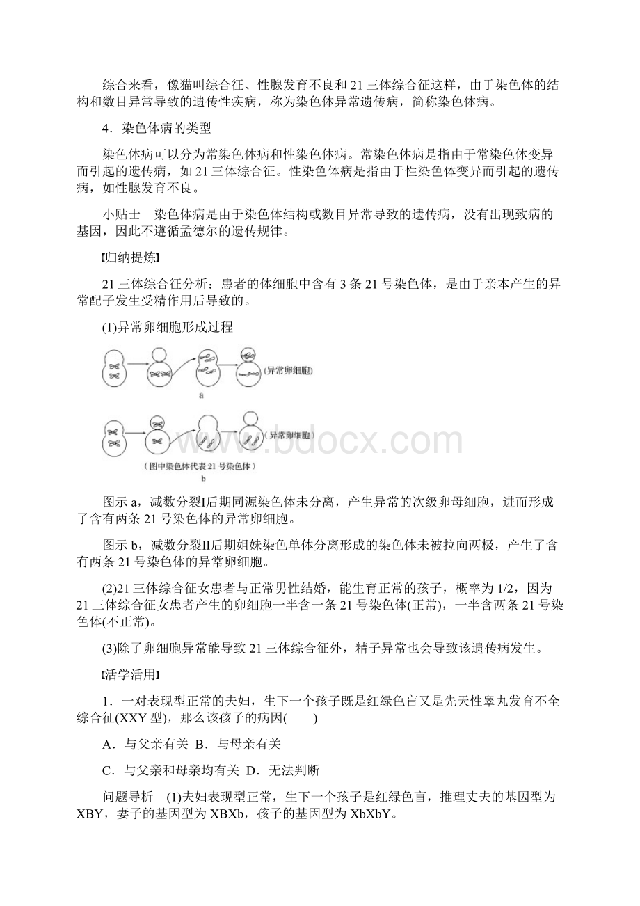 学年高中生物 第6章 遗传信息的有害变异人类遗传病 第24课时 遗传病的类型和.docx_第2页