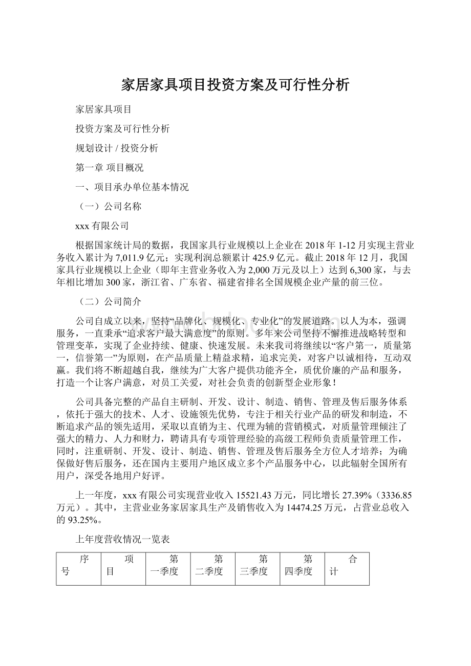 家居家具项目投资方案及可行性分析.docx