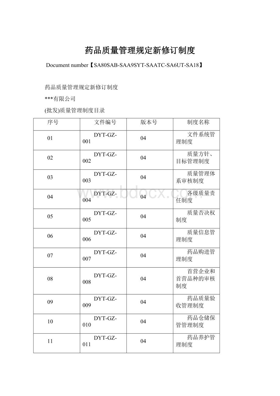 药品质量管理规定新修订制度Word格式文档下载.docx