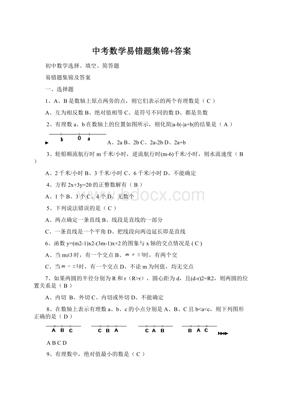 中考数学易错题集锦+答案文档格式.docx