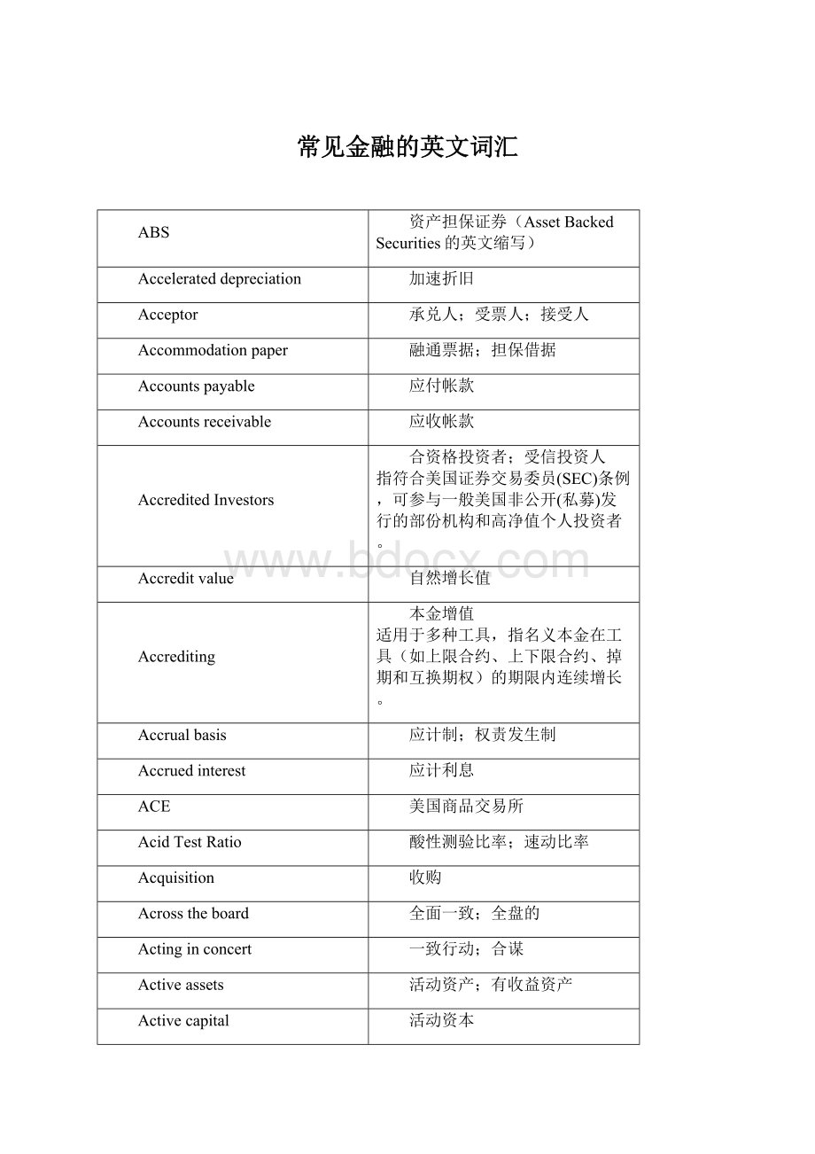 常见金融的英文词汇.docx_第1页