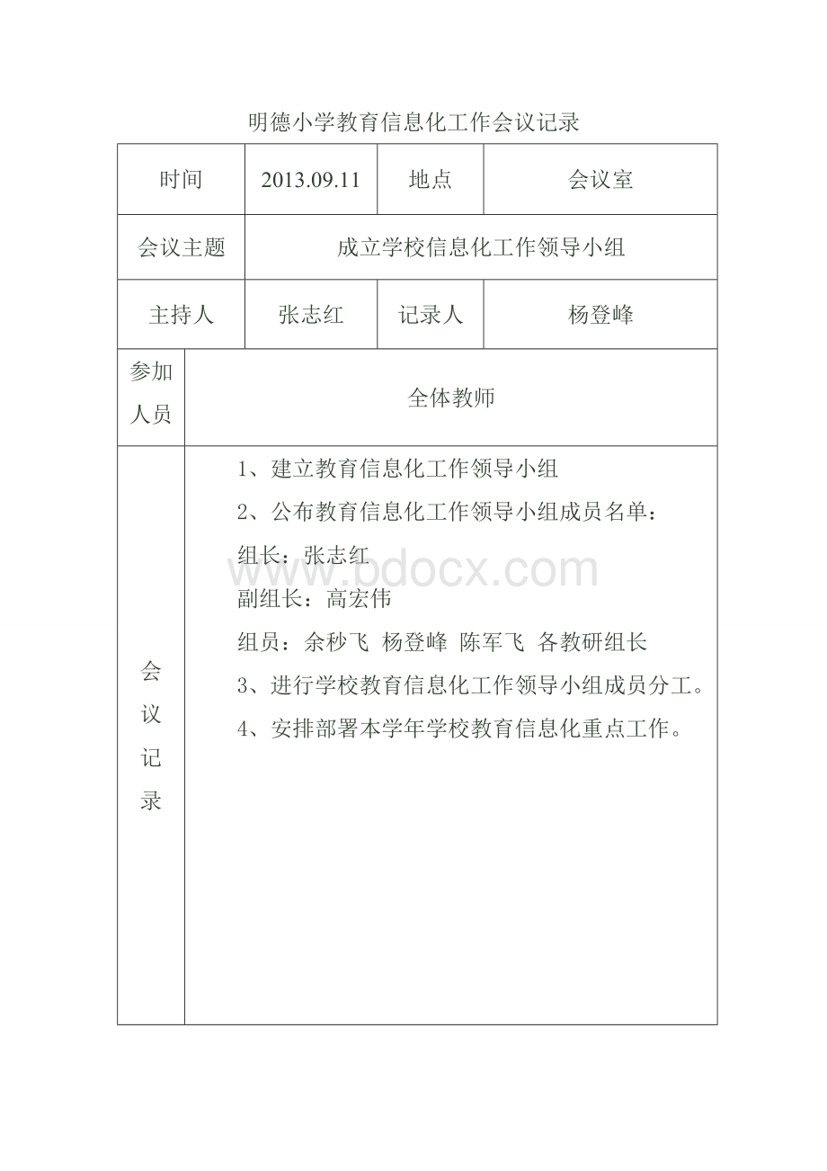 明德小学教育信息化工作会议记录Word下载.doc_第1页