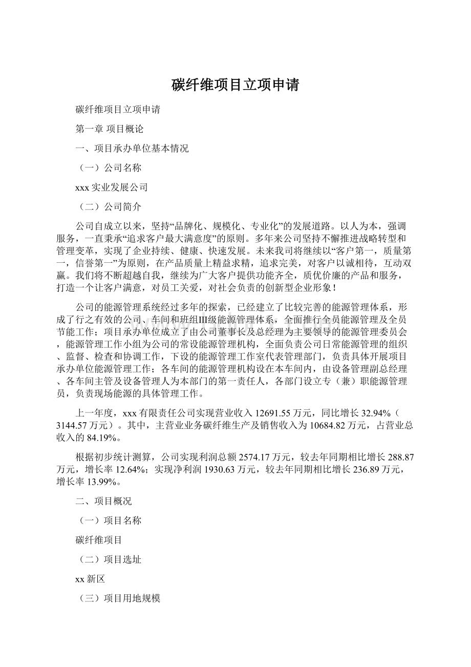 碳纤维项目立项申请Word下载.docx