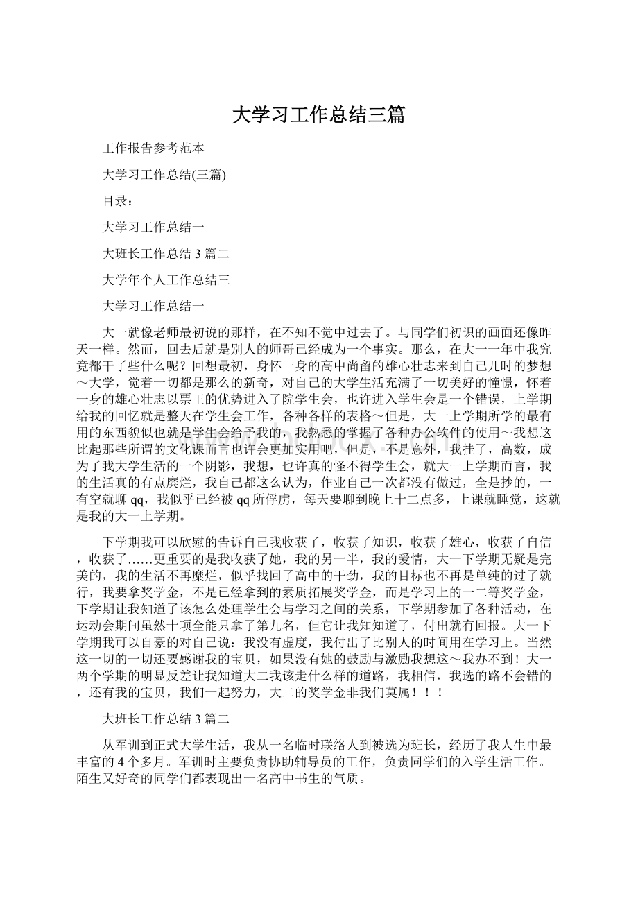 大学习工作总结三篇.docx