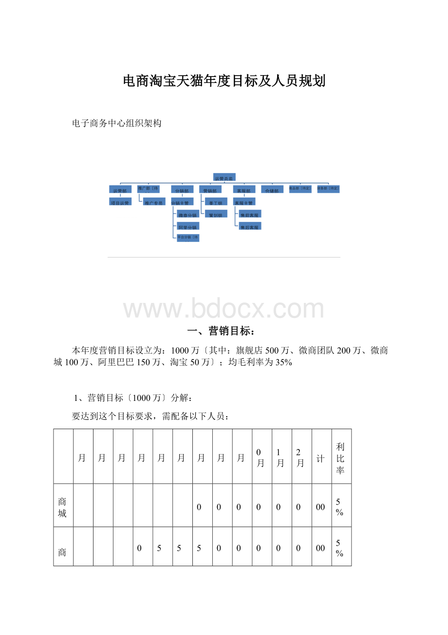 电商淘宝天猫年度目标及人员规划文档格式.docx_第1页