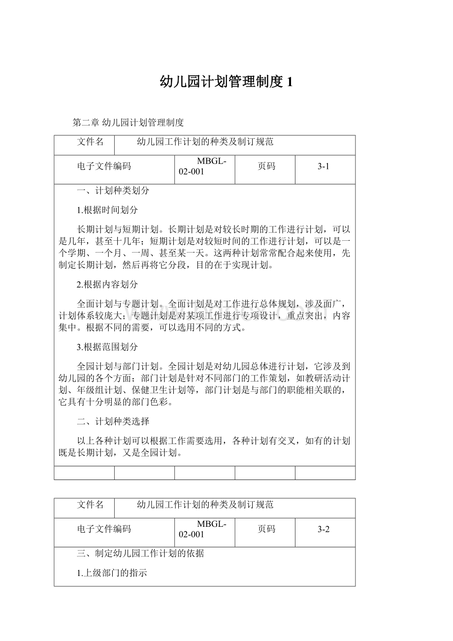 幼儿园计划管理制度 1Word格式文档下载.docx_第1页