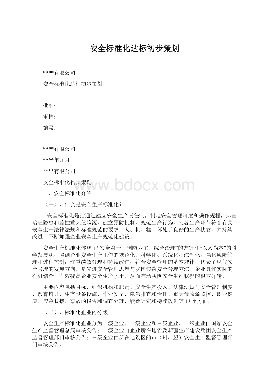 安全标准化达标初步策划Word下载.docx_第1页