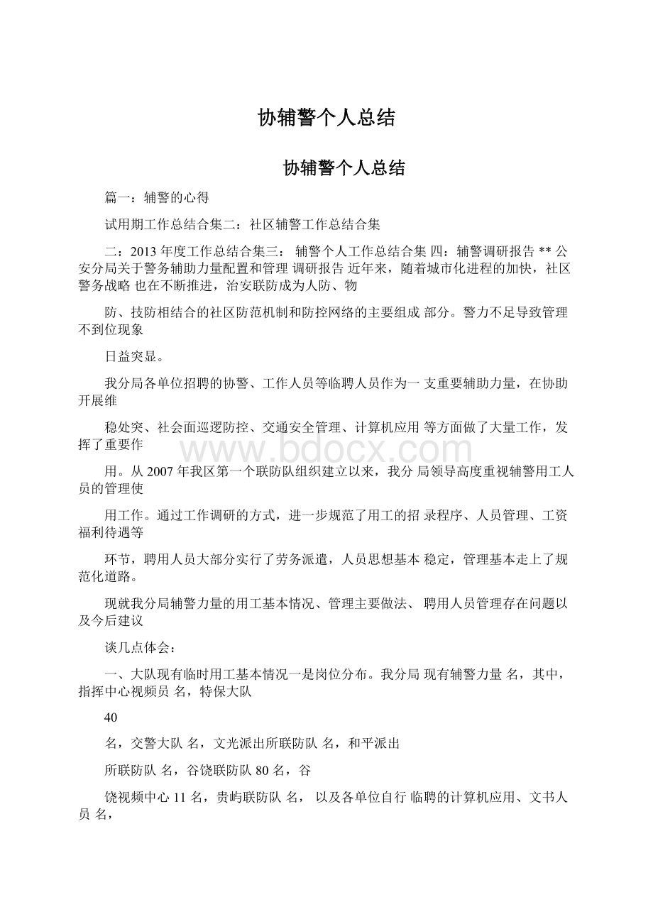 协辅警个人总结.docx_第1页