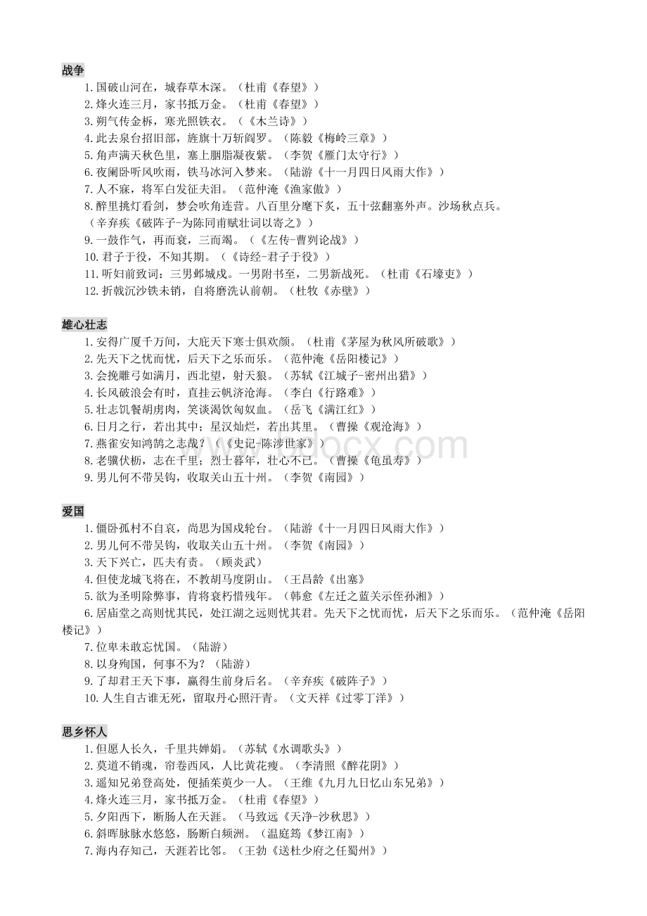 小升初最全古诗词名句分类Word文档下载推荐.doc_第2页