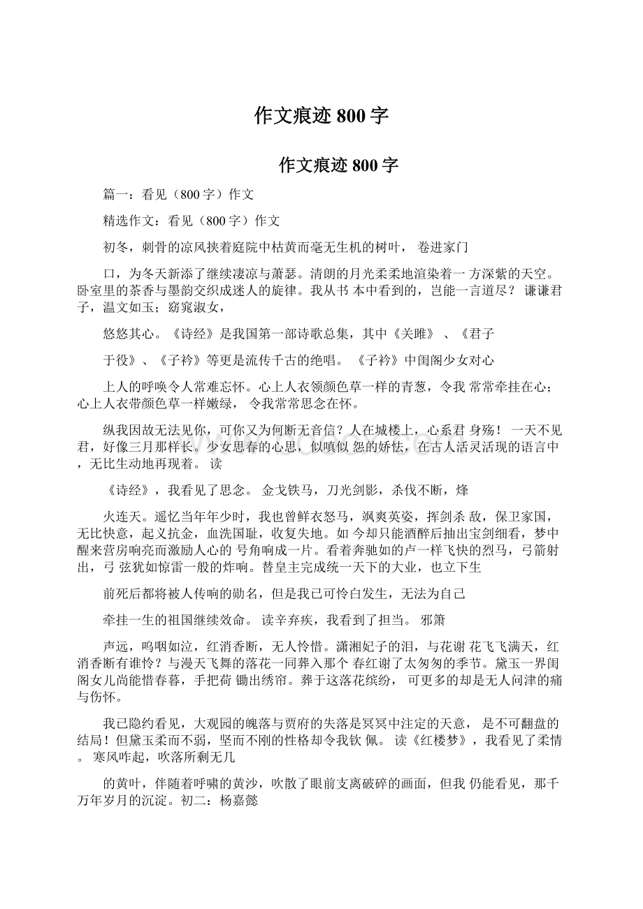 作文痕迹800字Word格式文档下载.docx