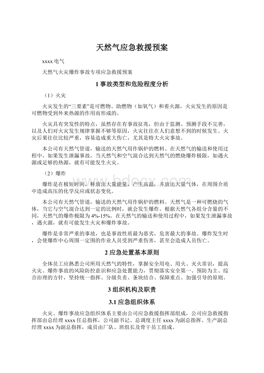 天然气应急救援预案文档格式.docx