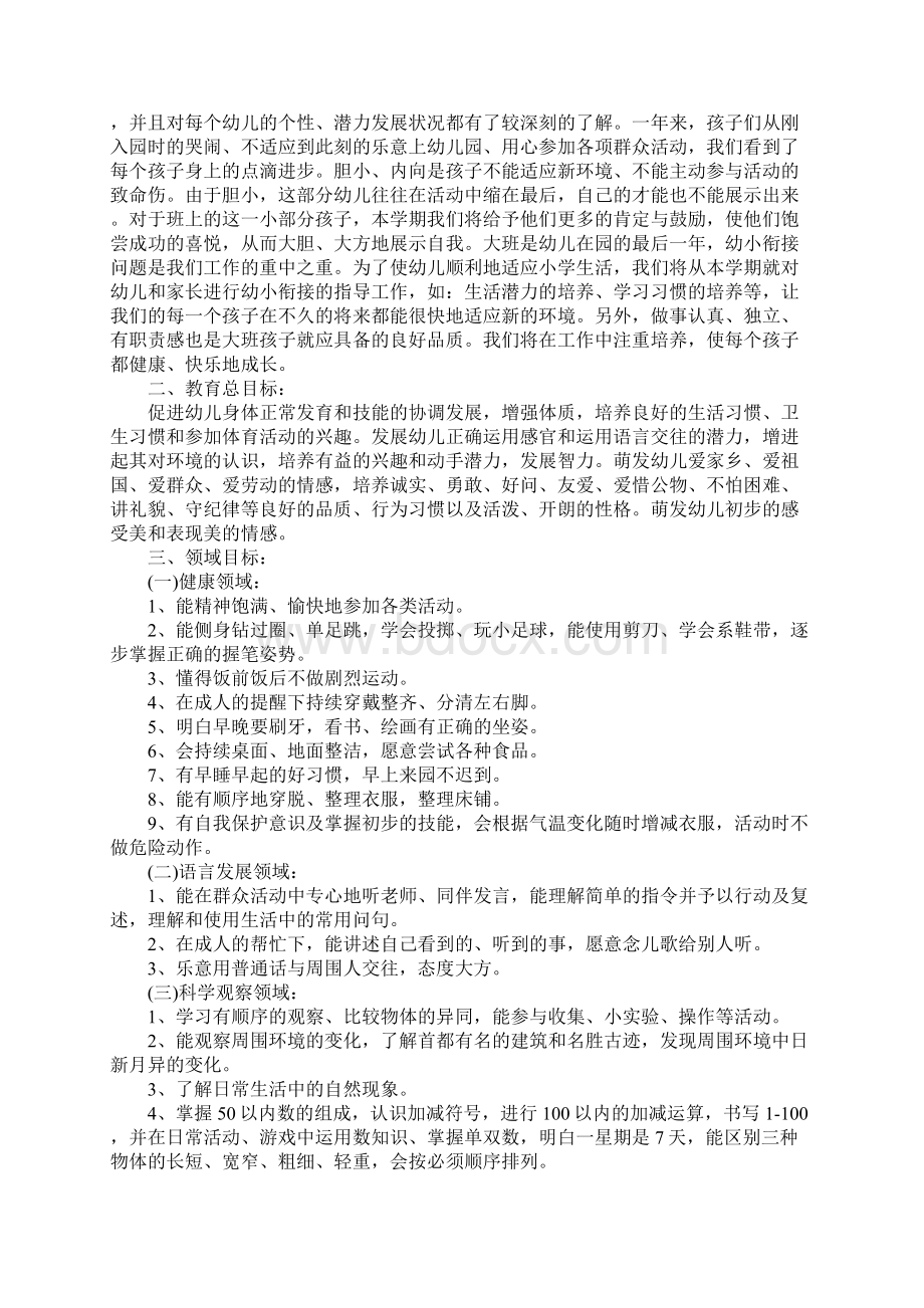 大班配班老师个人计划标准版Word文档格式.docx_第2页