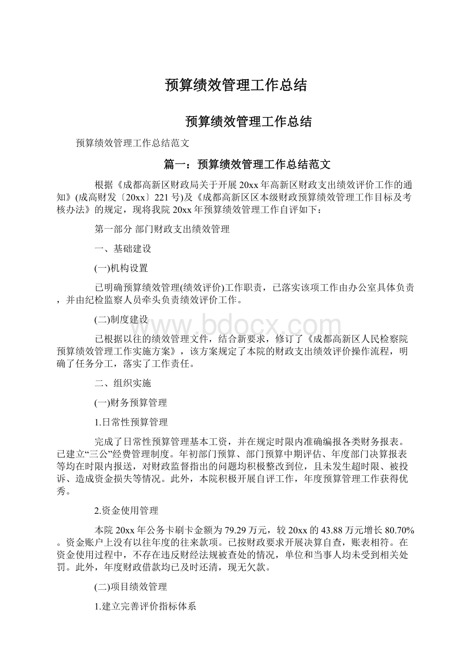 预算绩效管理工作总结.docx