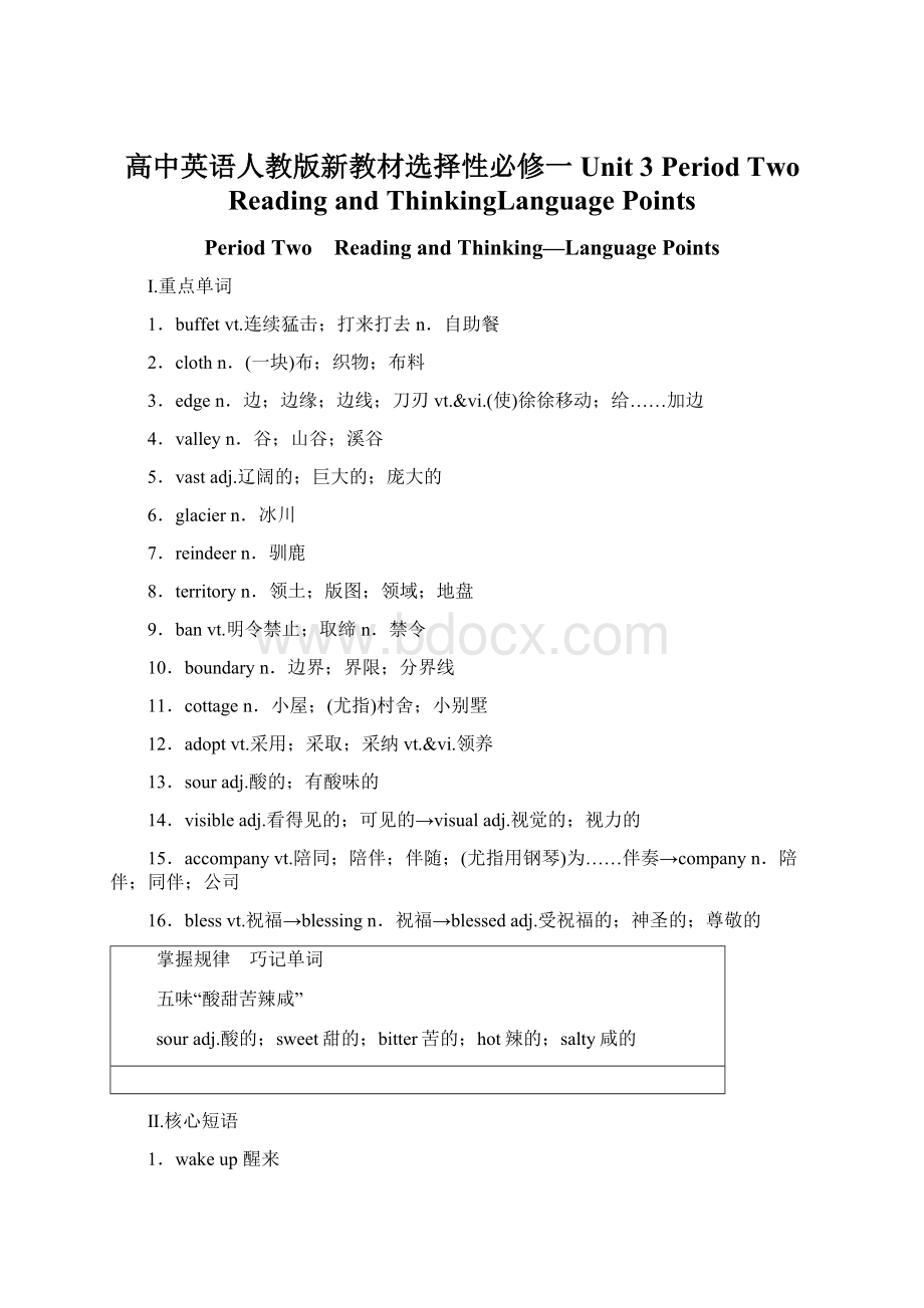 高中英语人教版新教材选择性必修一Unit 3 Period Two Reading and ThinkingLanguage PointsWord文档格式.docx