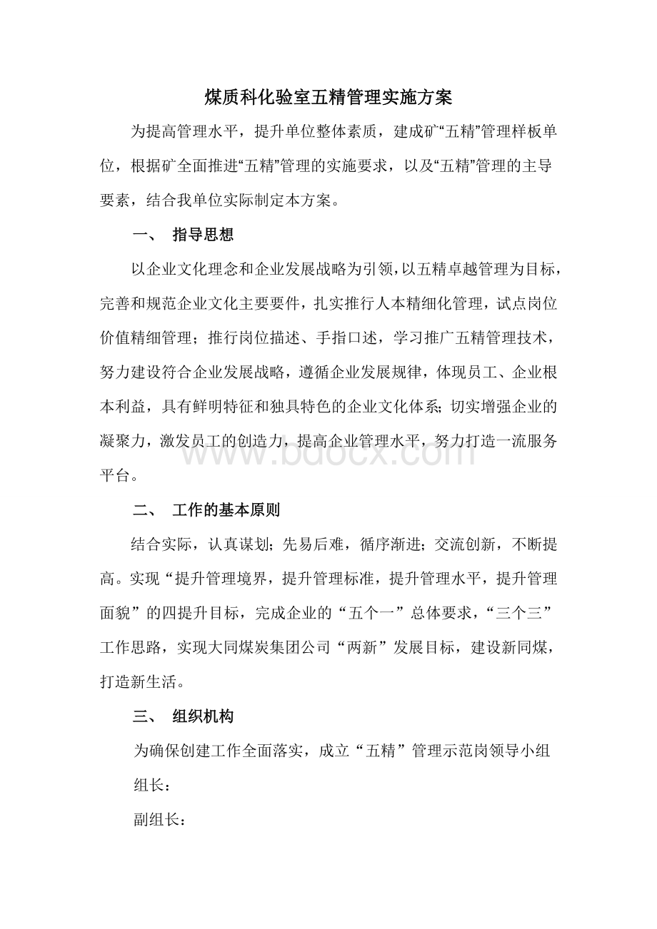 煤质科五精管理实施方案Word下载.doc_第2页