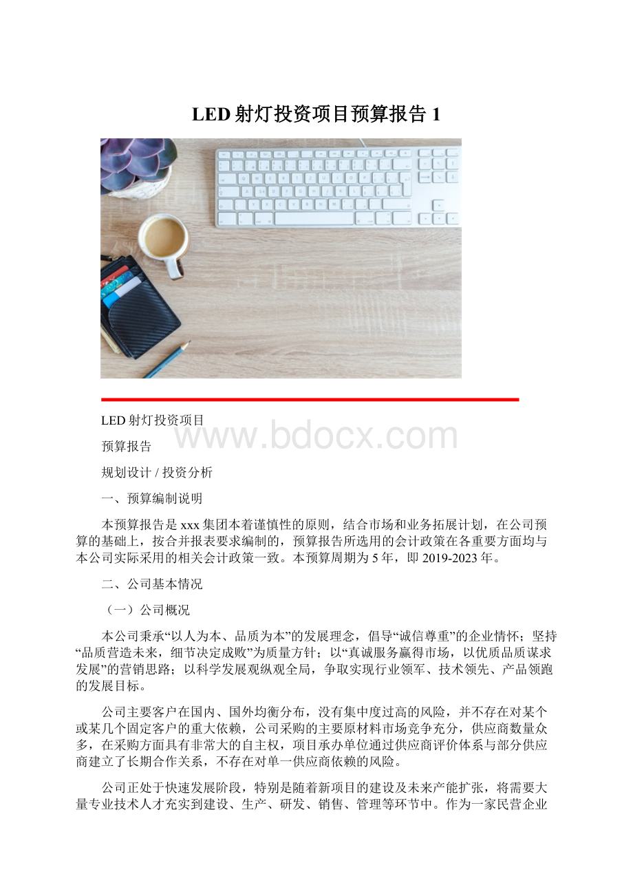 LED射灯投资项目预算报告 1Word格式文档下载.docx