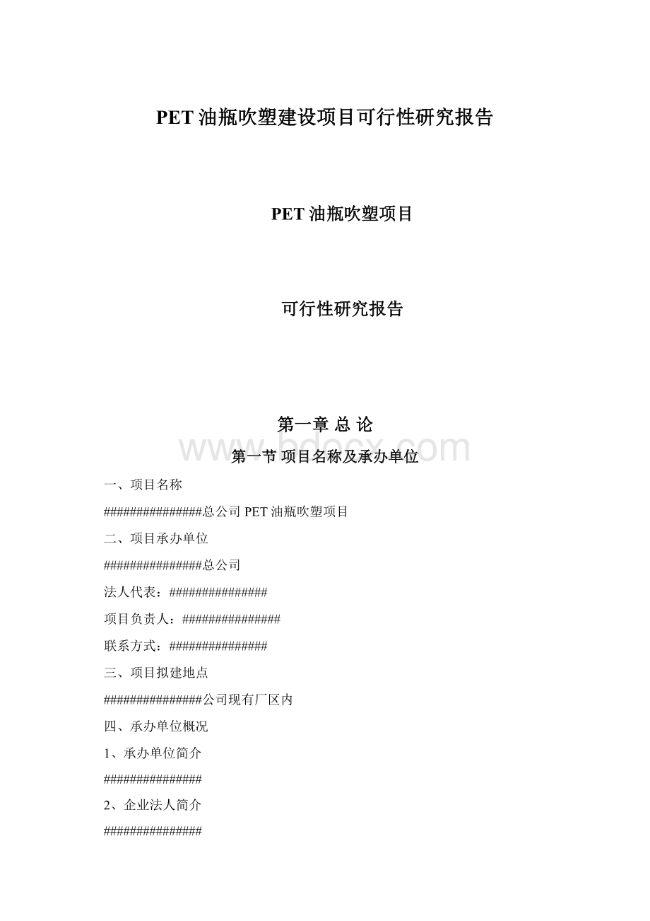 PET油瓶吹塑建设项目可行性研究报告.docx_第1页