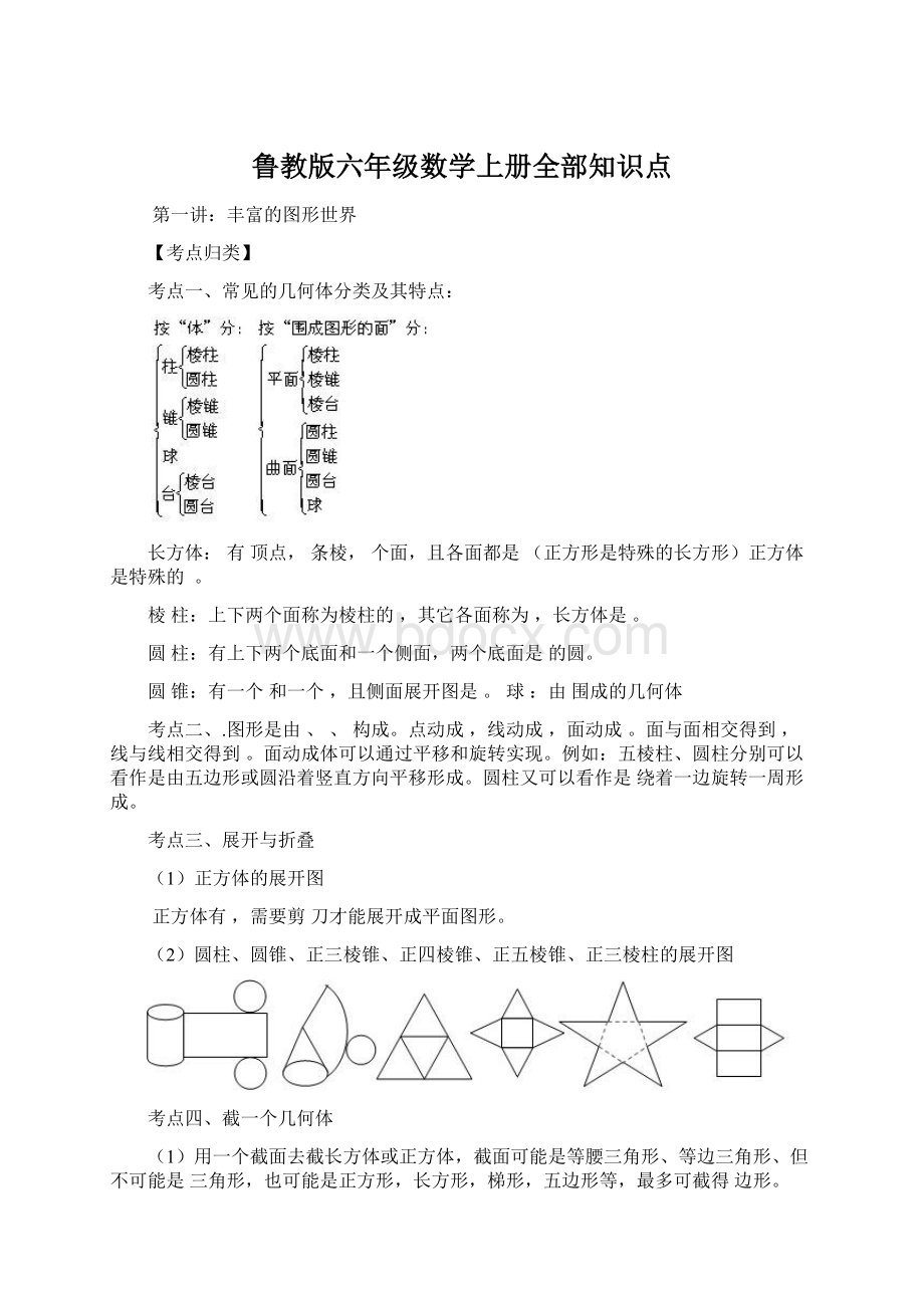 鲁教版六年级数学上册全部知识点Word格式文档下载.docx_第1页