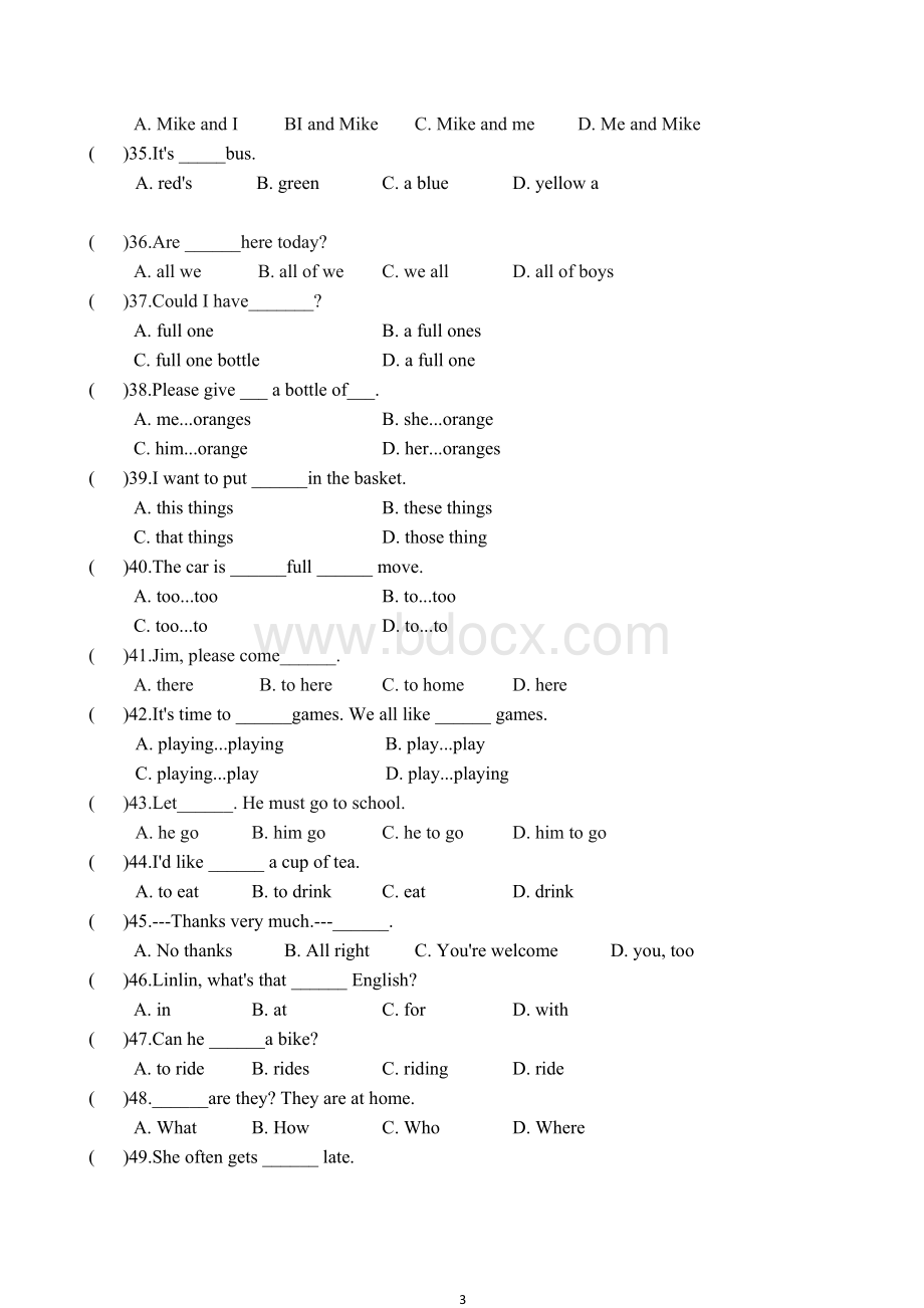 小升初单项选择100题Word文件下载.doc_第3页