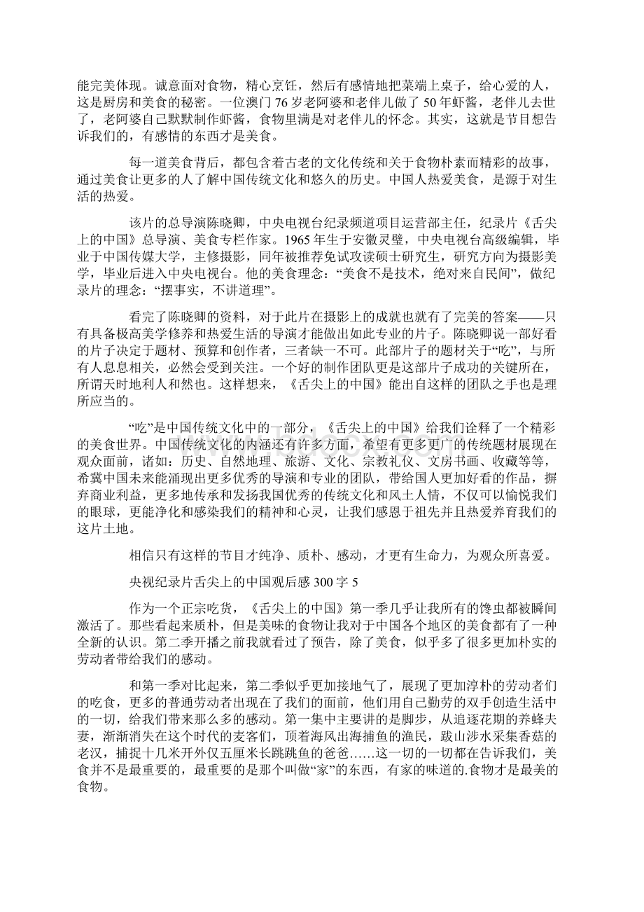 央视纪录片舌尖上的中国观后感300字Word格式文档下载.docx_第3页