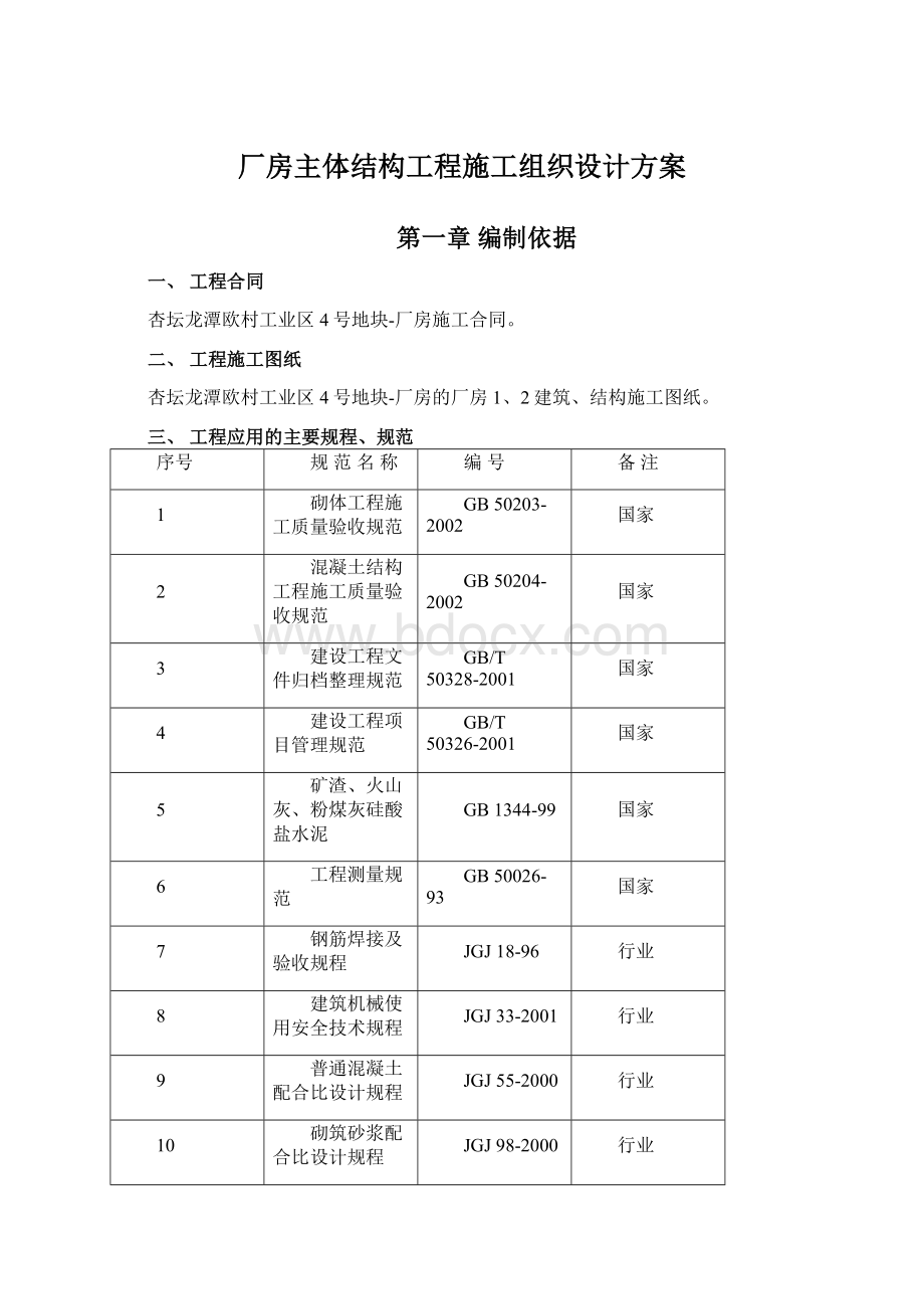 厂房主体结构工程施工组织设计方案.docx