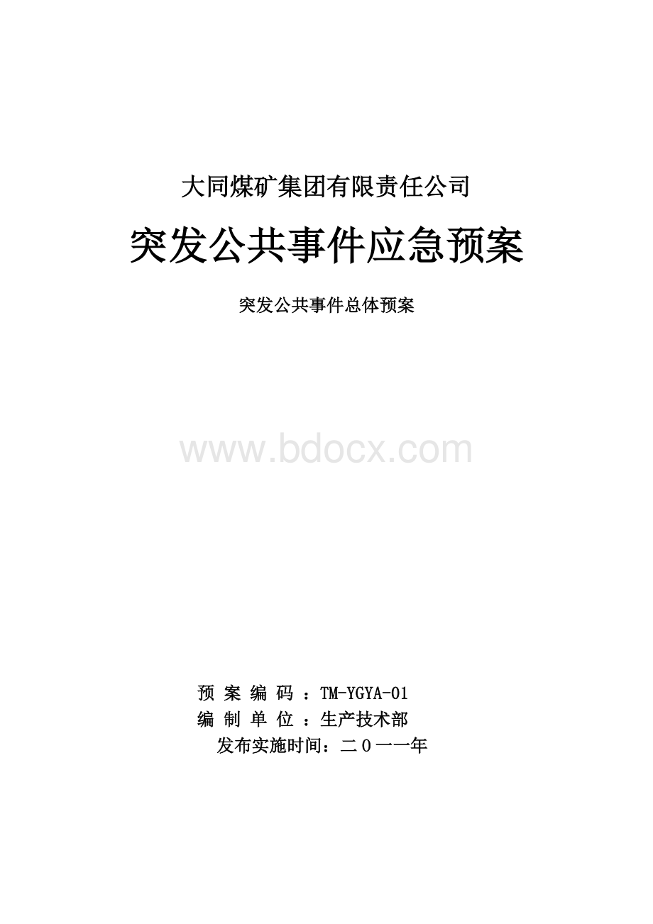 突发公共事件总体应急预案Word文档格式.doc