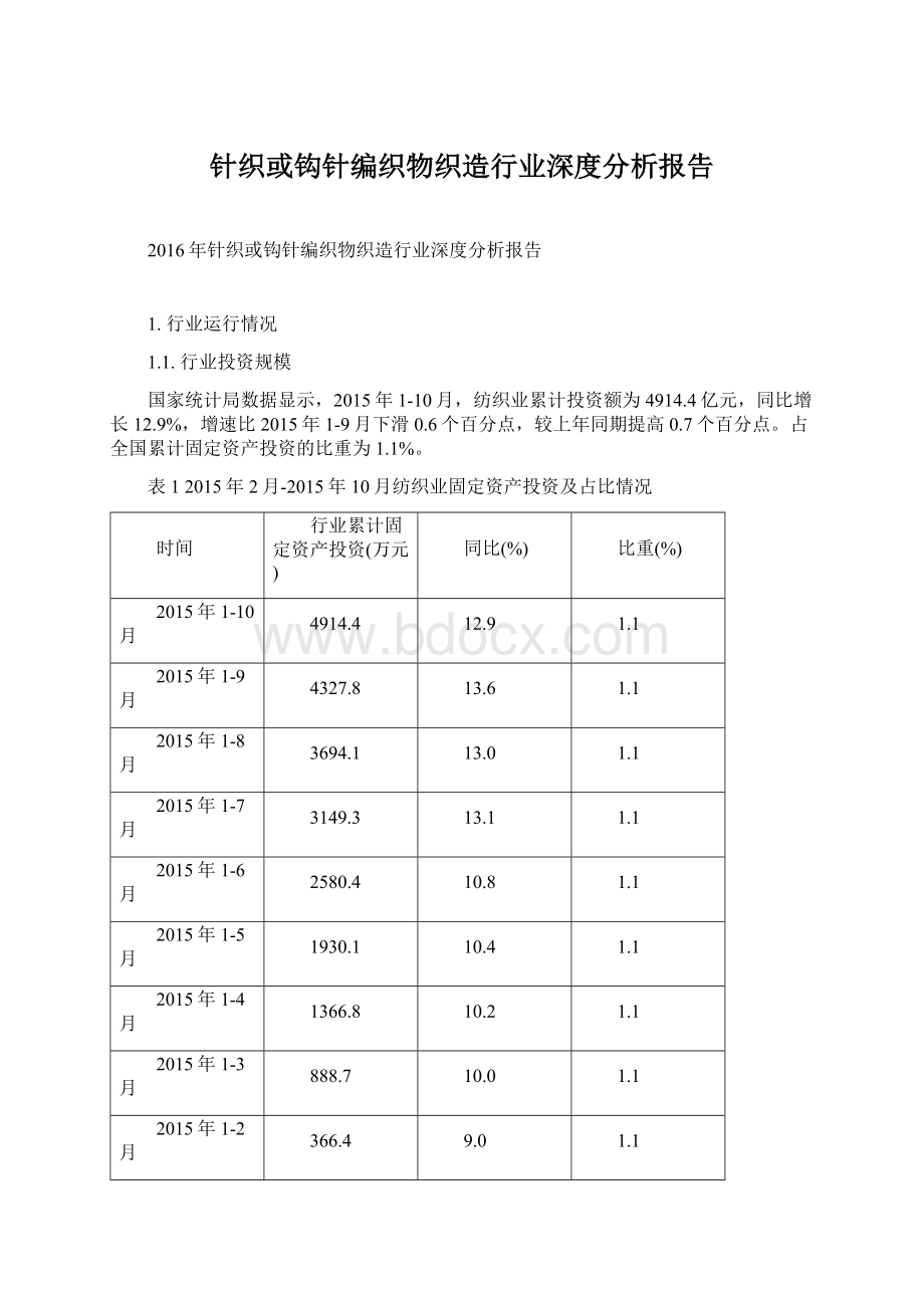 针织或钩针编织物织造行业深度分析报告.docx_第1页