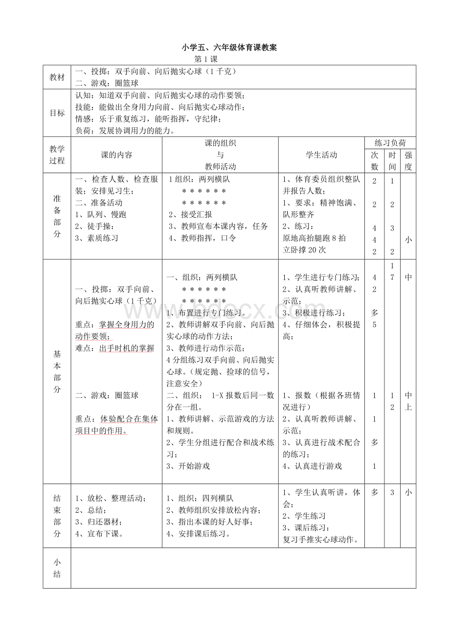 人教版小学五、六年级体育教案Word格式文档下载.doc_第1页