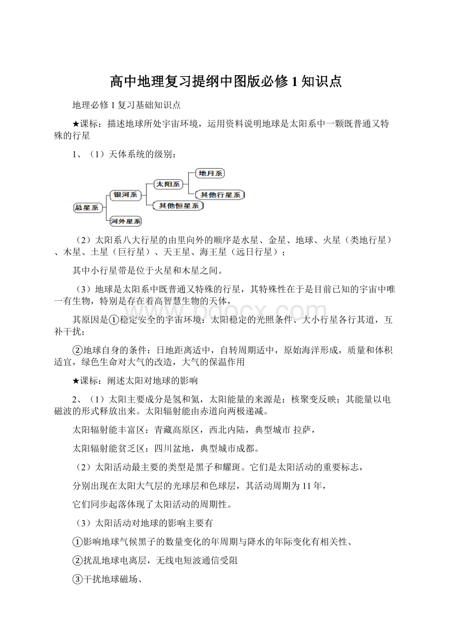 高中地理复习提纲中图版必修1知识点Word文档下载推荐.docx_第1页