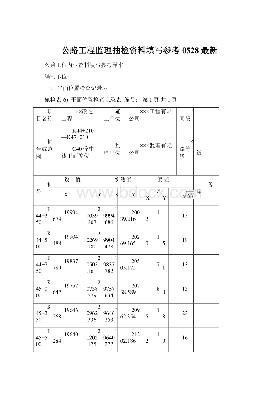 公路工程监理抽检资料填写参考0528最新Word文档下载推荐.docx