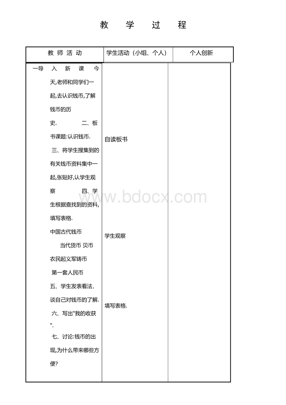 小学五年级综合实践课第二课时钱币、历史、生活Word下载.docx_第2页