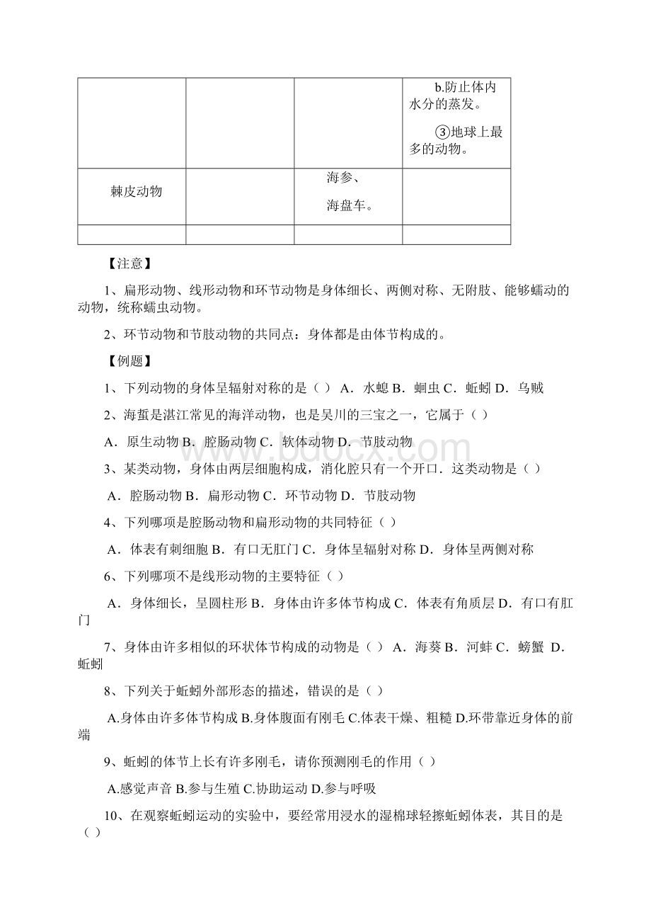 济南版七年级上册生物第二单元丰富多彩的生物世界第二章生物圈中的动物复习知识点Word格式文档下载.docx_第3页