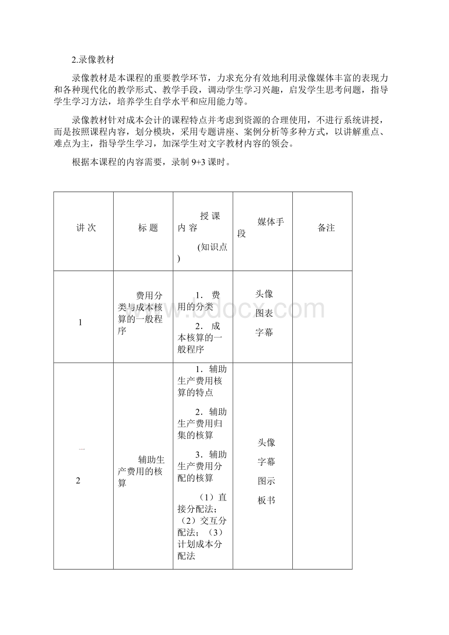 《成本会计》课程教学要求文档格式.docx_第2页