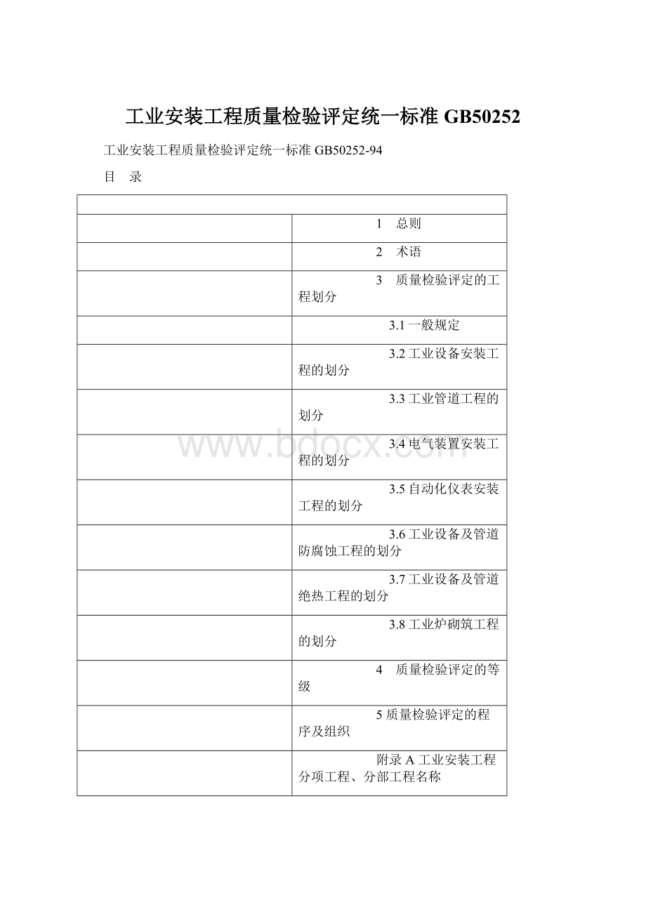 工业安装工程质量检验评定统一标准GB50252Word格式.docx