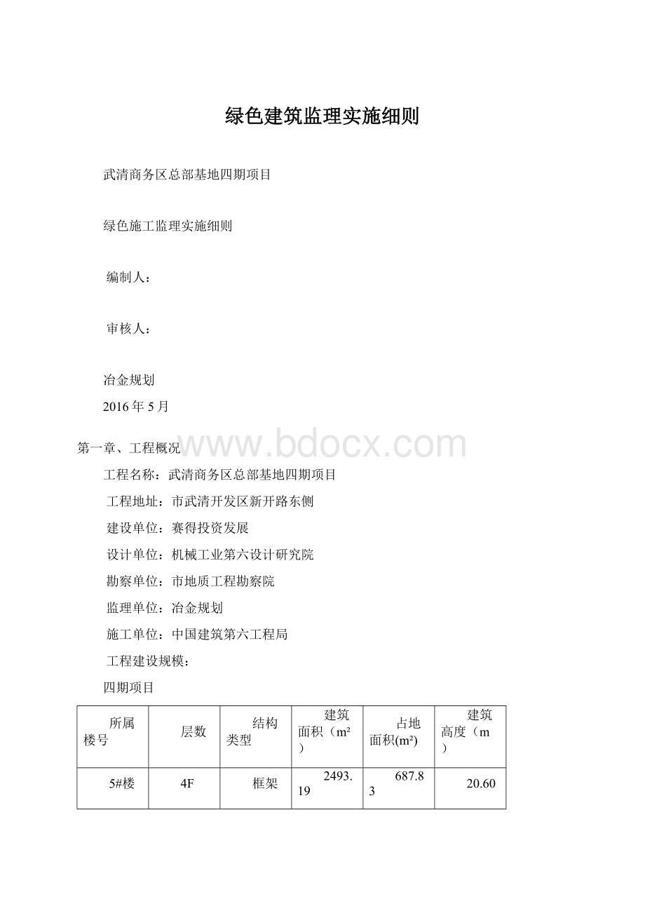 绿色建筑监理实施细则Word格式.docx