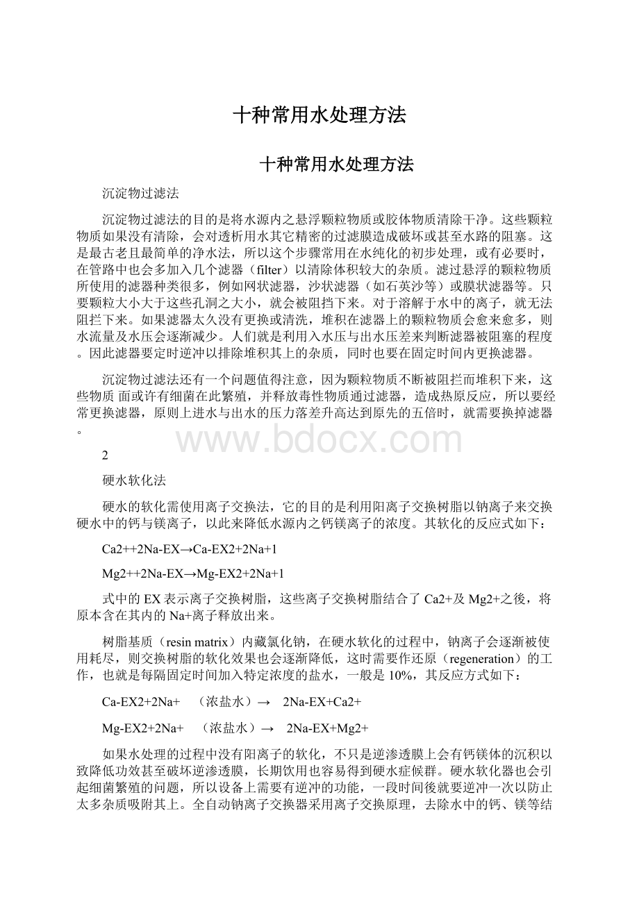 十种常用水处理方法文档格式.docx