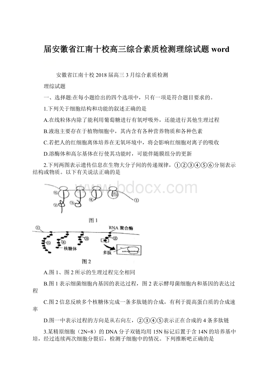 届安徽省江南十校高三综合素质检测理综试题wordWord格式.docx_第1页