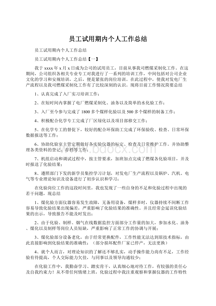 员工试用期内个人工作总结.docx_第1页