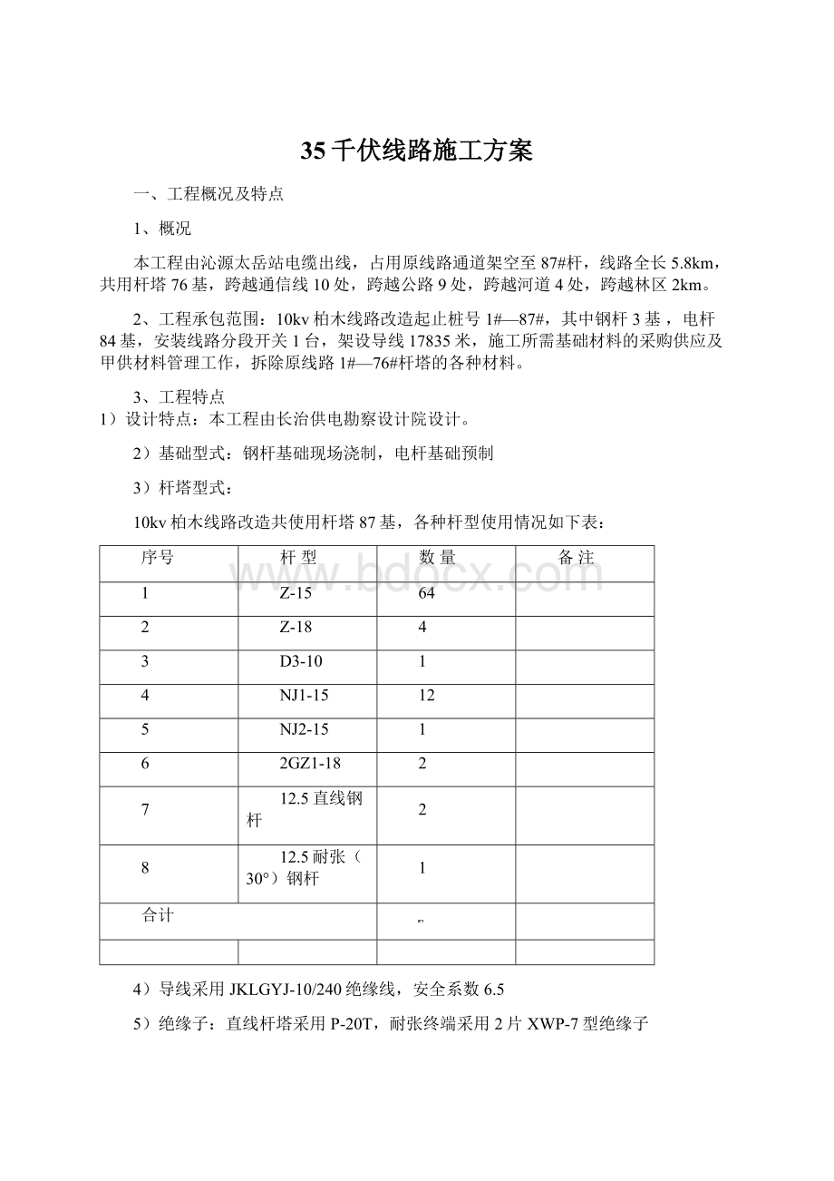 35千伏线路施工方案.docx