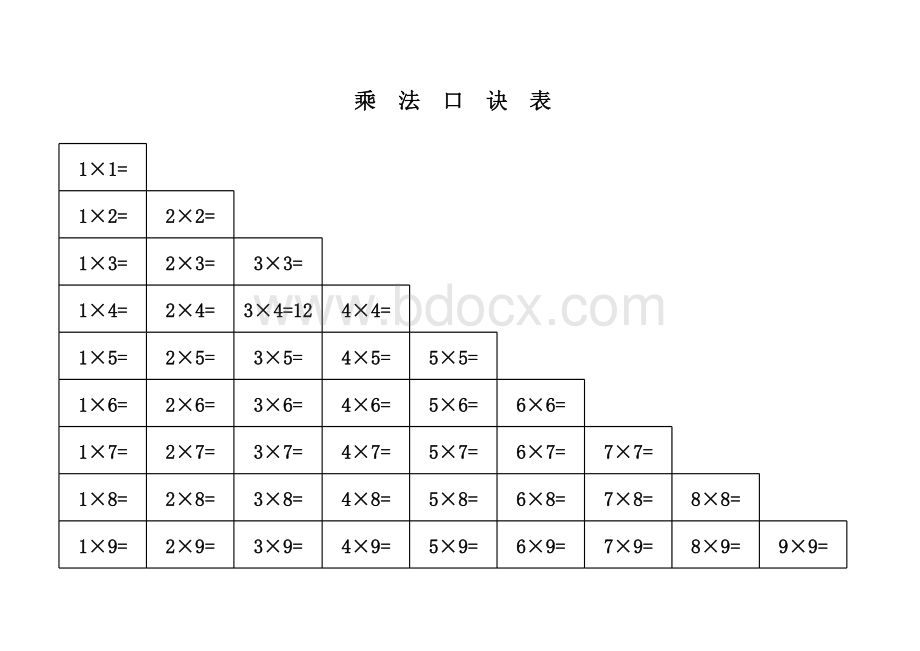 乘法口诀表(免费打印版).xls_第3页