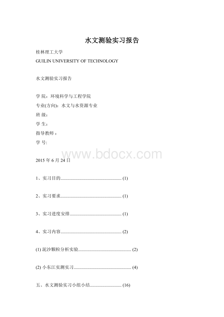 水文测验实习报告文档格式.docx