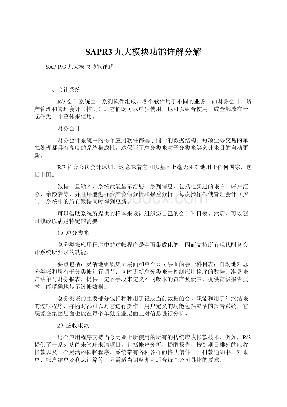 SAPR3九大模块功能详解分解Word下载.docx